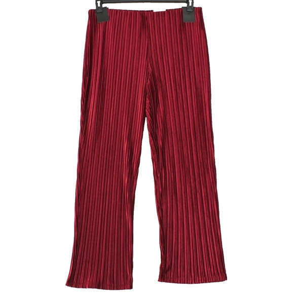 $89 (NWT) Women's Alfani Red Pleated Velvet Pull On Pants, Plus Sizes 1X/2X/3X - Picture 2 of 15